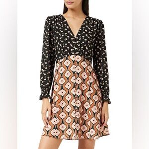 🇫🇷🍁 French Connection Verona Button Dress Size 10 Fall Autumn 70’s 🍁🇫🇷